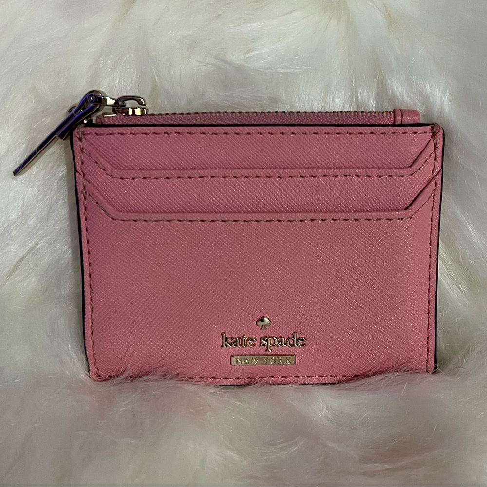 Kate Spade New York Cameron Street Pink Lalena Leather Zip-Up Wallet Card Case